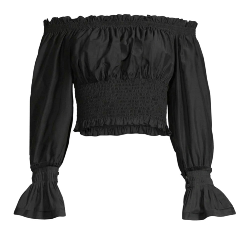 Ungaro Smocked Cotton & Silk Blouse - Never worn!
